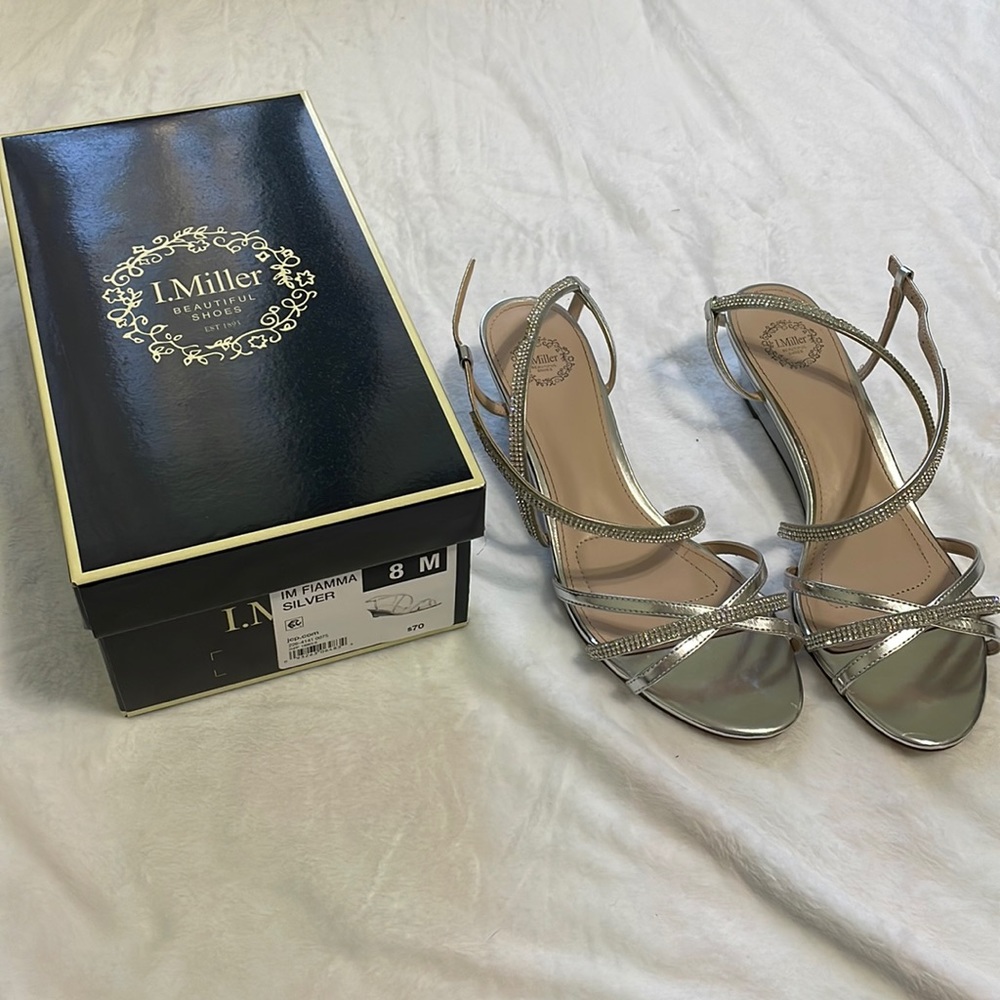 I. Miller Silver small wedge dress sandals. Worn w/box